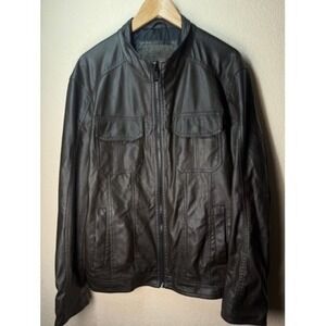 Excelled Vintage Style Mens Brown Faux Leather Full Zip Jacket Size L‎